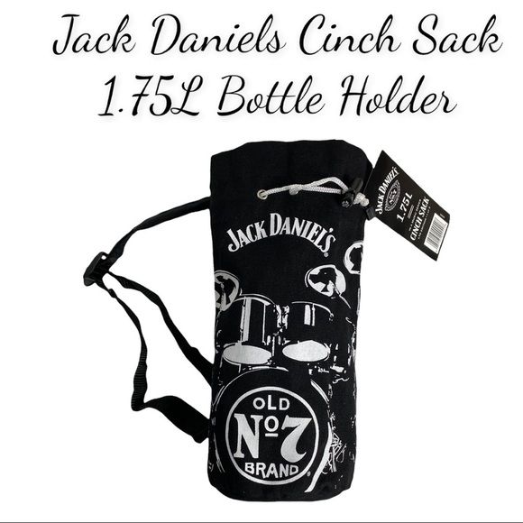 NWT Jack Daniels Cinch Sack Bottle Holder Music Series Drum Kit & 2 Glasses - Picture 2 of 16
